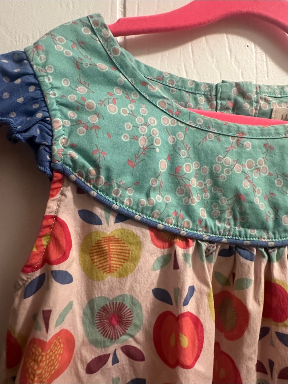 Matilda Jane Pink, Yellow & Blue Apple Print Sleeveless Tunic - Picture 4 of 8
